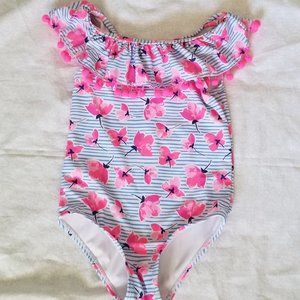 Floral One Piece Swimsuit, Girl's Size 6